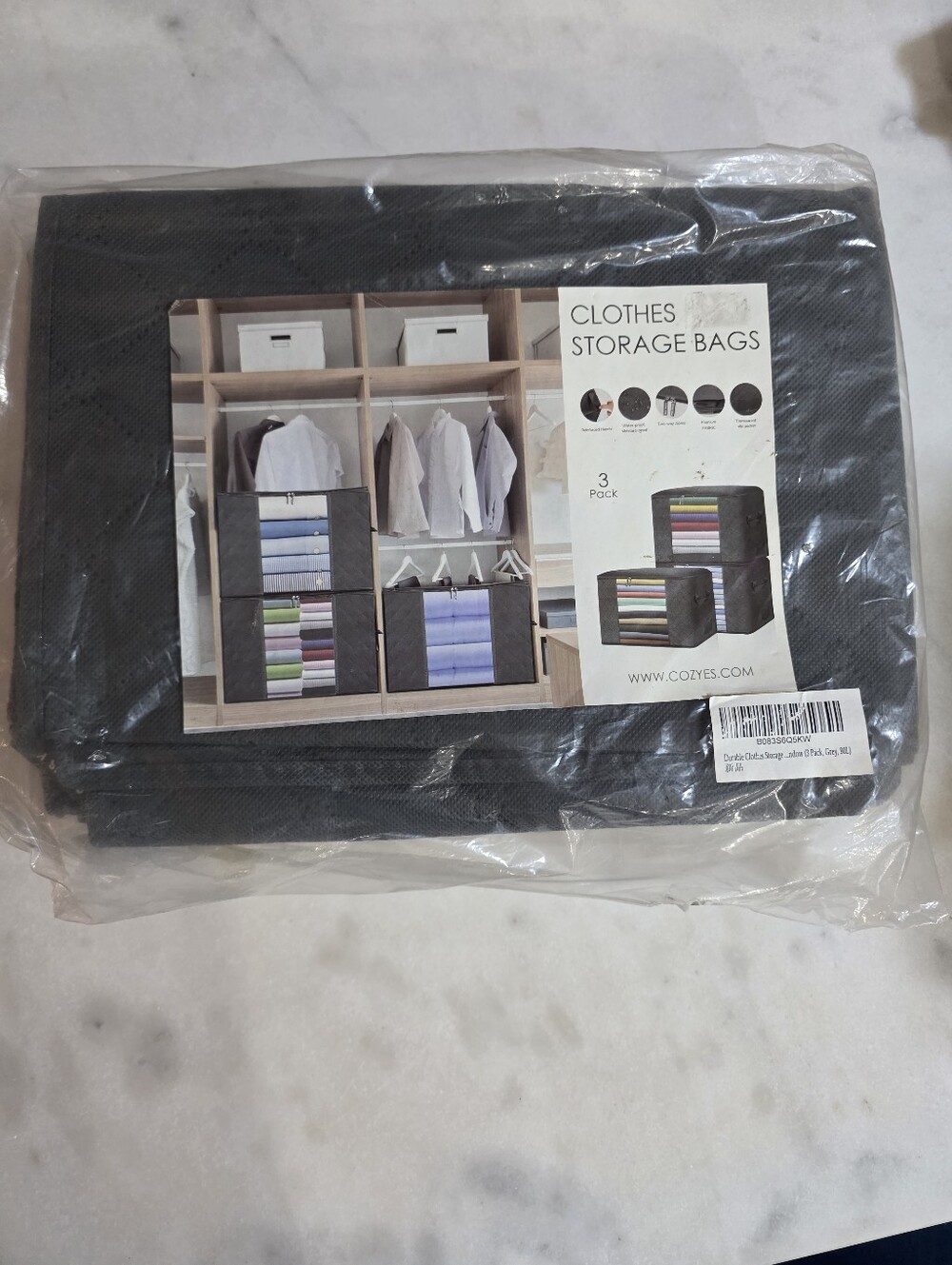3PCS Clothes Storage Bag Large Capacity Organizer for Comforters Blanket Bedding